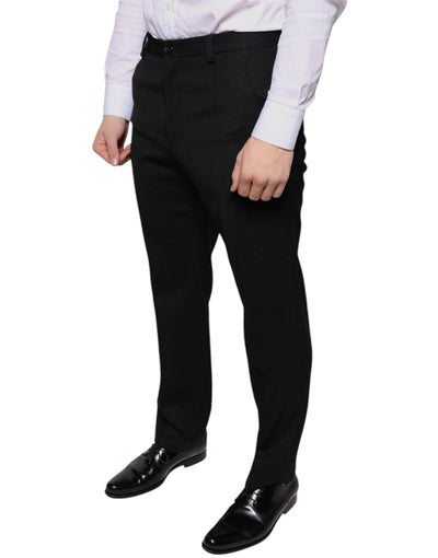 Pantalon skinny en laine noire Dolce &amp; Gabbana pour homme