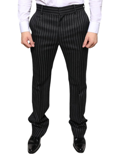 Dolce &amp; Gabbana Zwarte Gestreepte Skinny Heren Broek