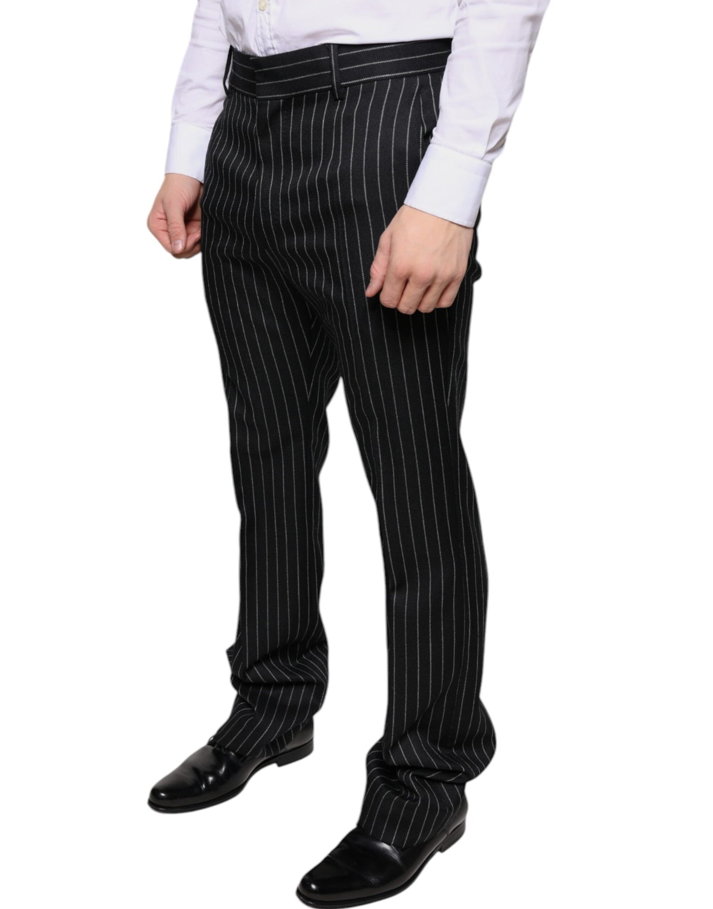 Dolce &amp; Gabbana Zwarte Gestreepte Skinny Heren Broek