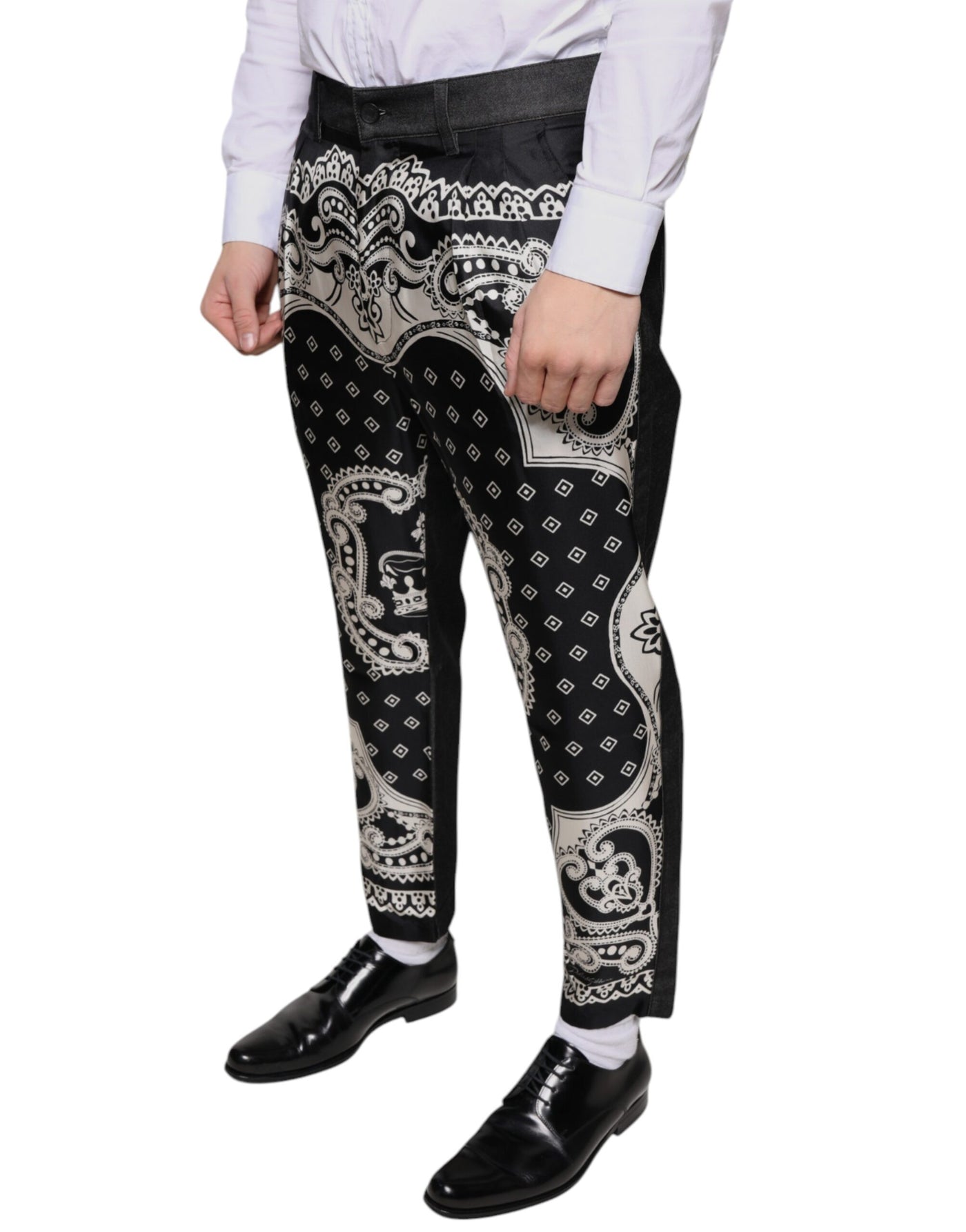 Dolce &amp; Gabbana Zwarte Bandana Zijden Broek