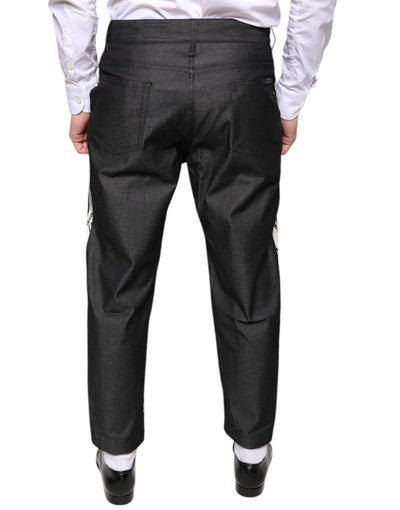 Dolce &amp; Gabbana Zwarte Bandana Zijden Broek