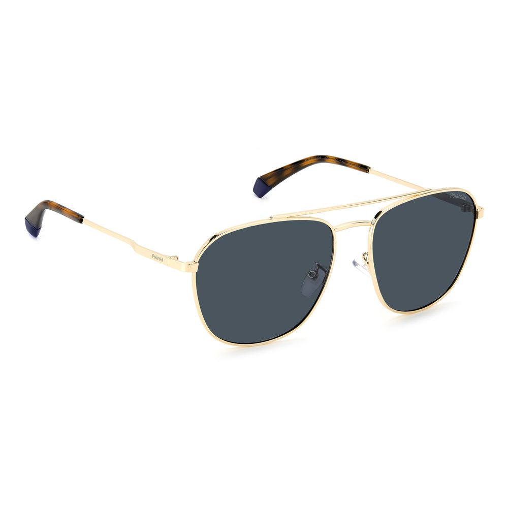 Lunettes de soleil Polaroid en acier inoxydable doré