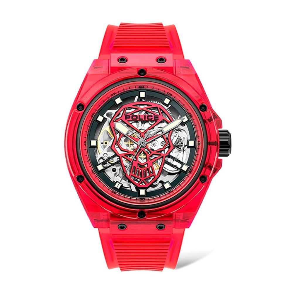Montre Police en résine rouge