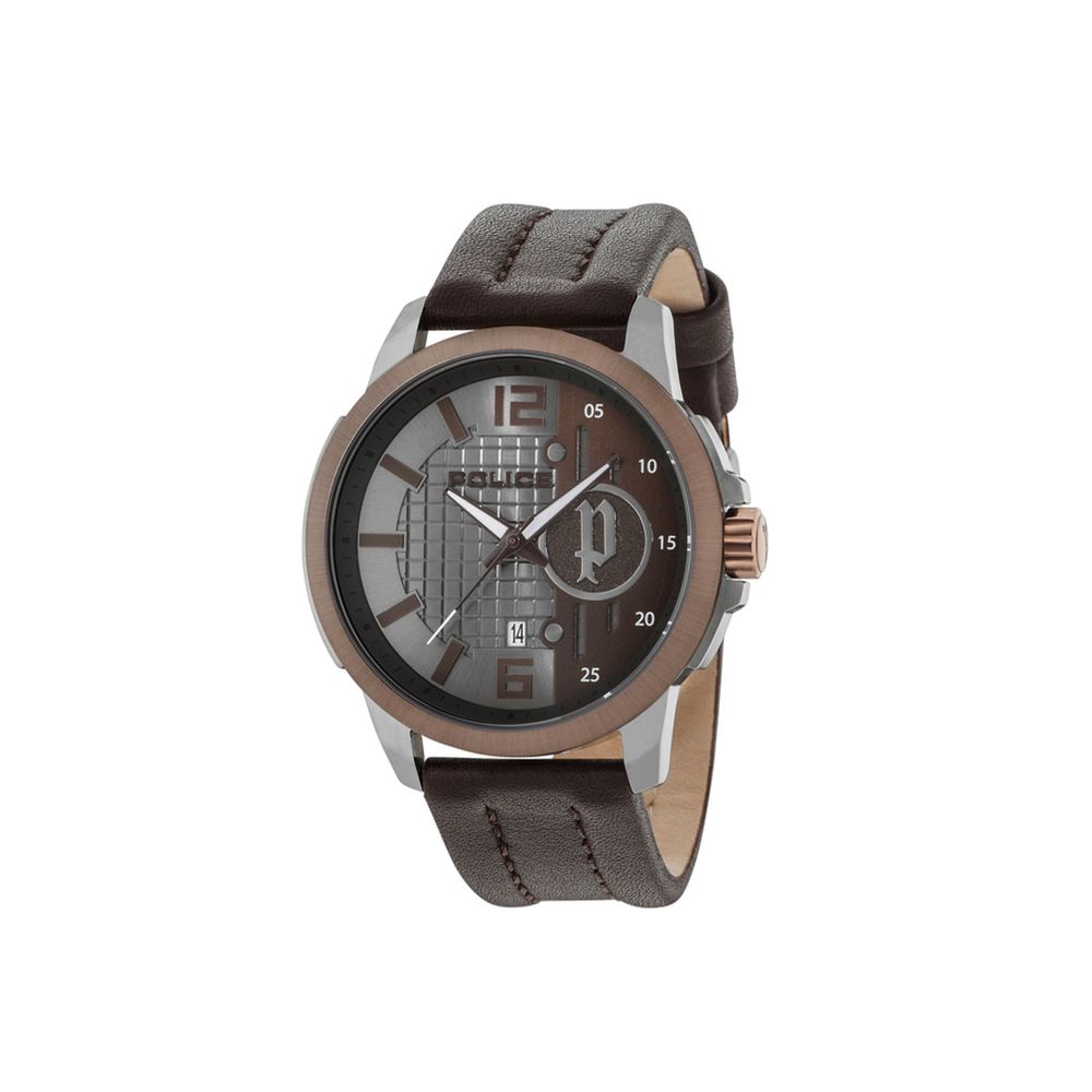 Montre Police en cuir marron
