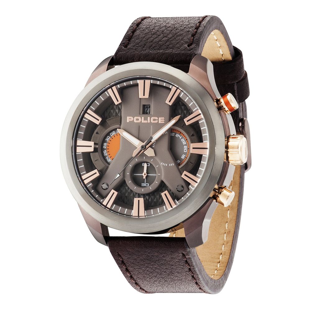 Montre Police en cuir marron