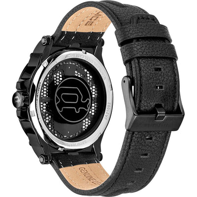 Montre Police en cuir noir