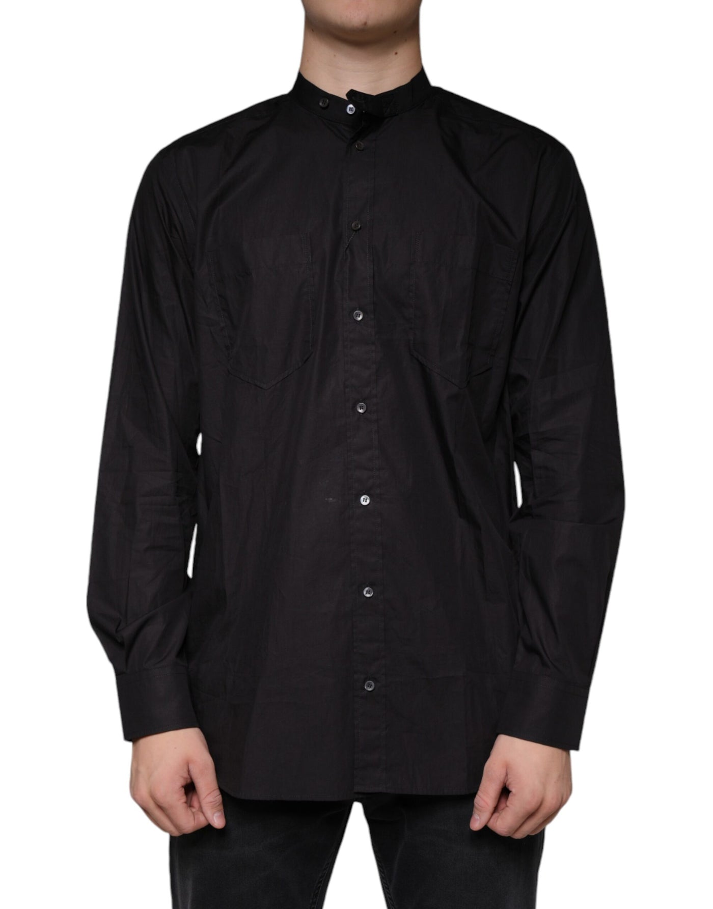 Chemise décontractée boutonnée en coton noir Dolce &amp; Gabbana pour homme