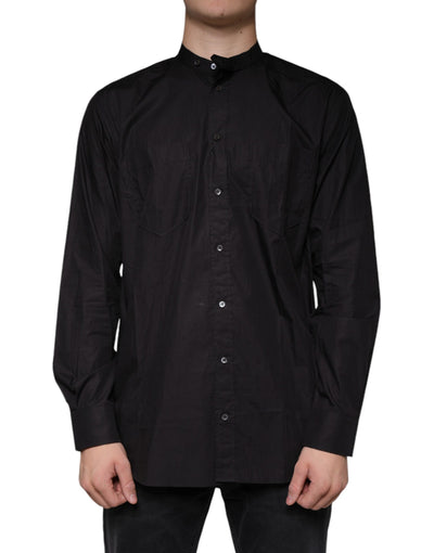 Chemise décontractée boutonnée en coton noir Dolce &amp; Gabbana pour homme
