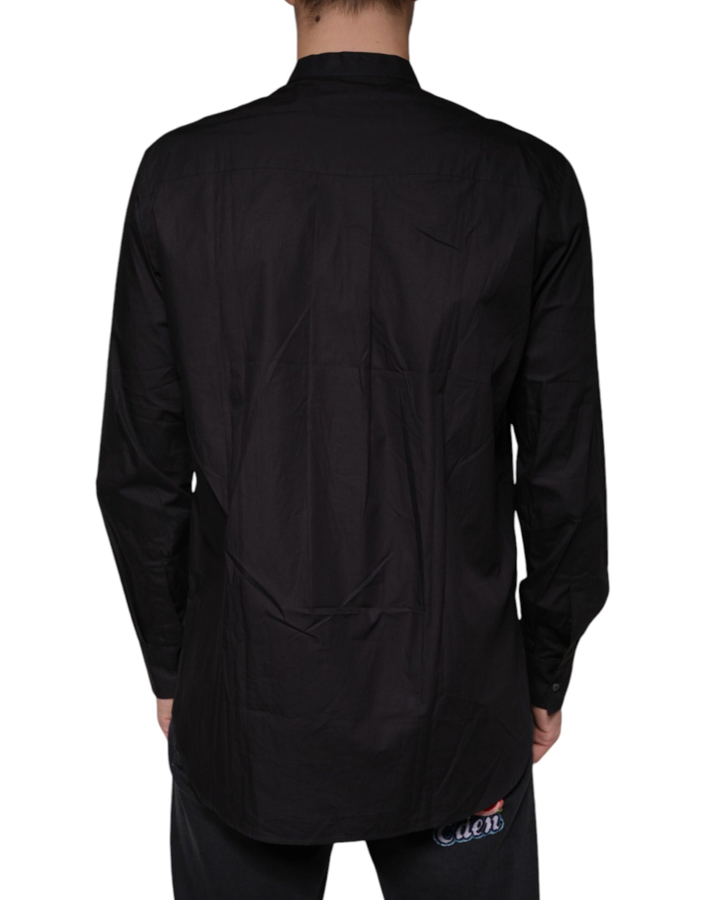 Chemise décontractée boutonnée en coton noir Dolce &amp; Gabbana pour homme