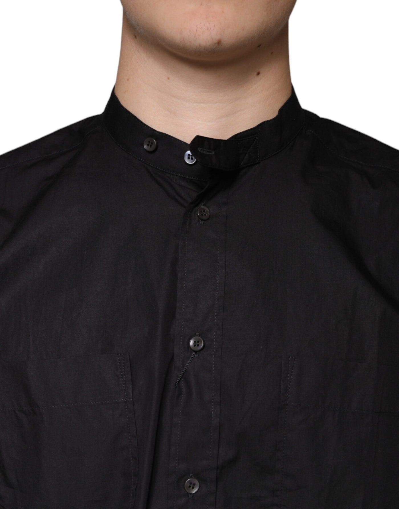 Chemise décontractée boutonnée en coton noir Dolce &amp; Gabbana pour homme