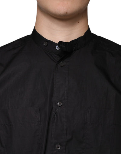 Chemise décontractée boutonnée en coton noir Dolce &amp; Gabbana pour homme