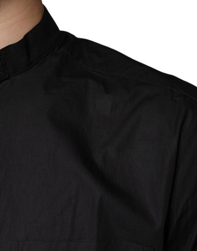 Chemise décontractée boutonnée en coton noir Dolce &amp; Gabbana pour homme