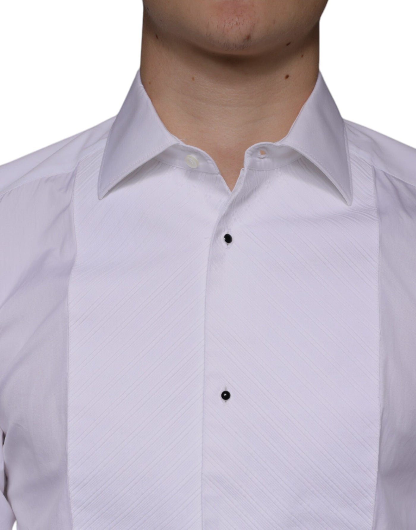 Dolce &amp; Gabbana Wit Bib Katoenen Poplin GOUD Heren Formeel Overhemd