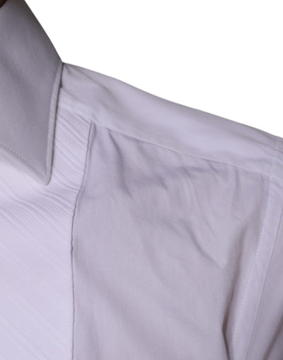 Dolce &amp; Gabbana Wit Bib Katoenen Poplin GOUD Heren Formeel Overhemd