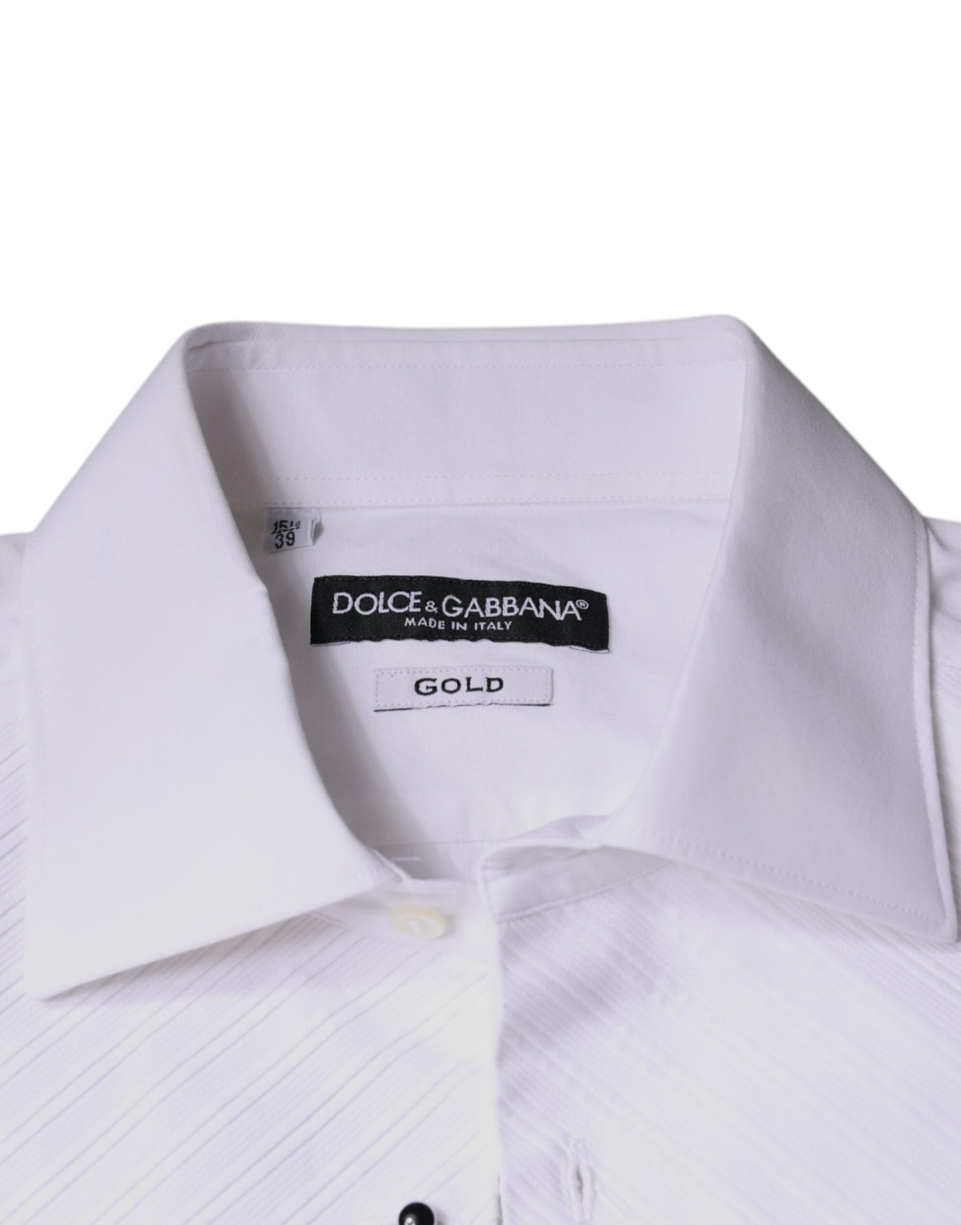 Dolce &amp; Gabbana Wit Bib Katoenen Poplin GOUD Heren Formeel Overhemd