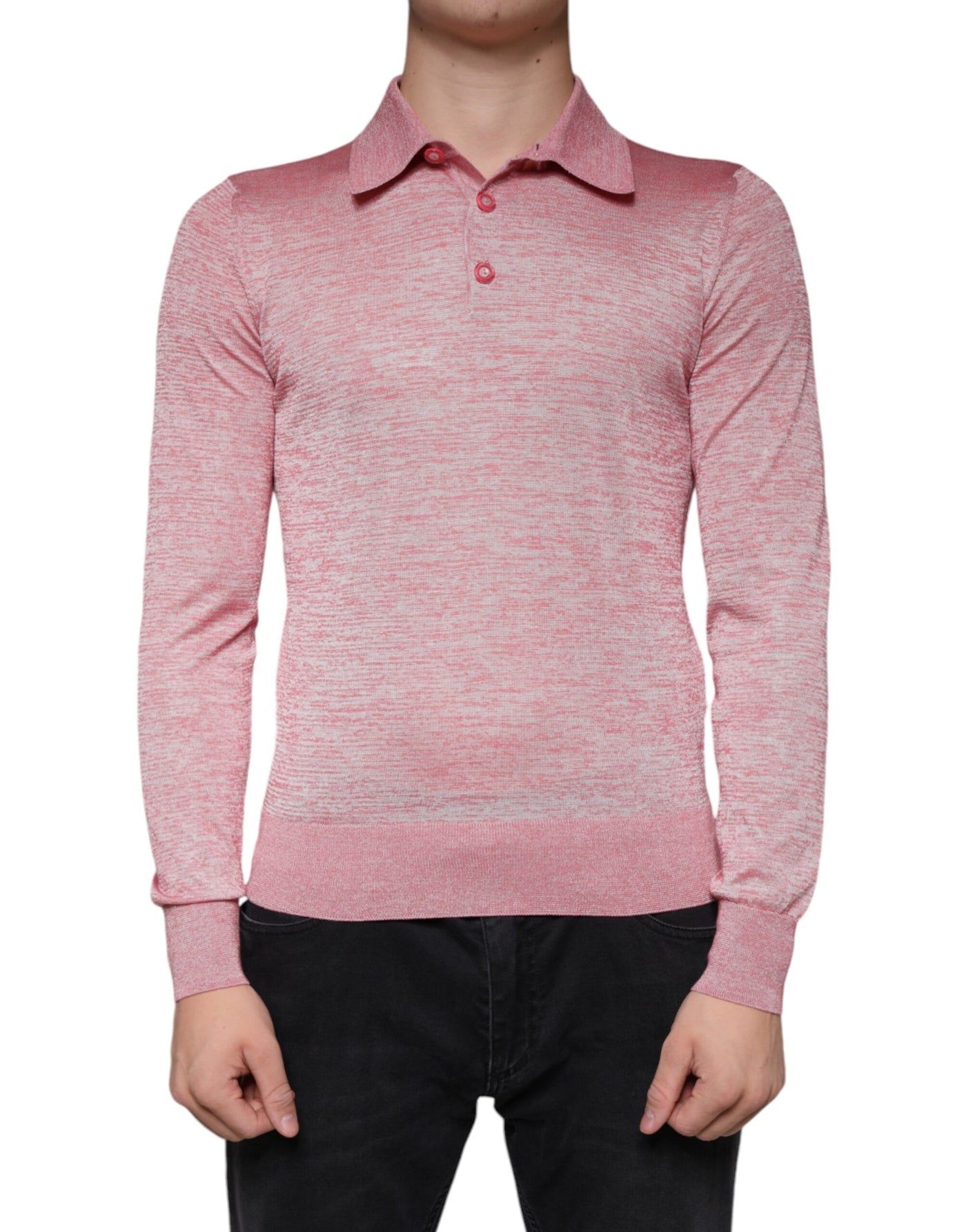 Dolce &amp; Gabbana Roze Polyester Lange Mouwen Heren Polo T-shirt