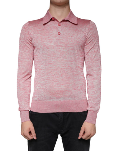 Dolce &amp; Gabbana Roze Polyester Lange Mouwen Heren Polo T-shirt