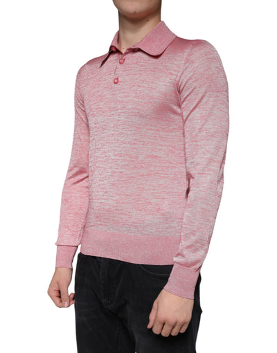 Dolce &amp; Gabbana Roze Polyester Lange Mouwen Heren Polo T-shirt