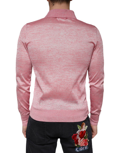 Dolce &amp; Gabbana Roze Polyester Lange Mouwen Heren Polo T-shirt