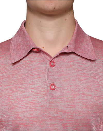 Dolce &amp; Gabbana Roze Polyester Lange Mouwen Heren Polo T-shirt