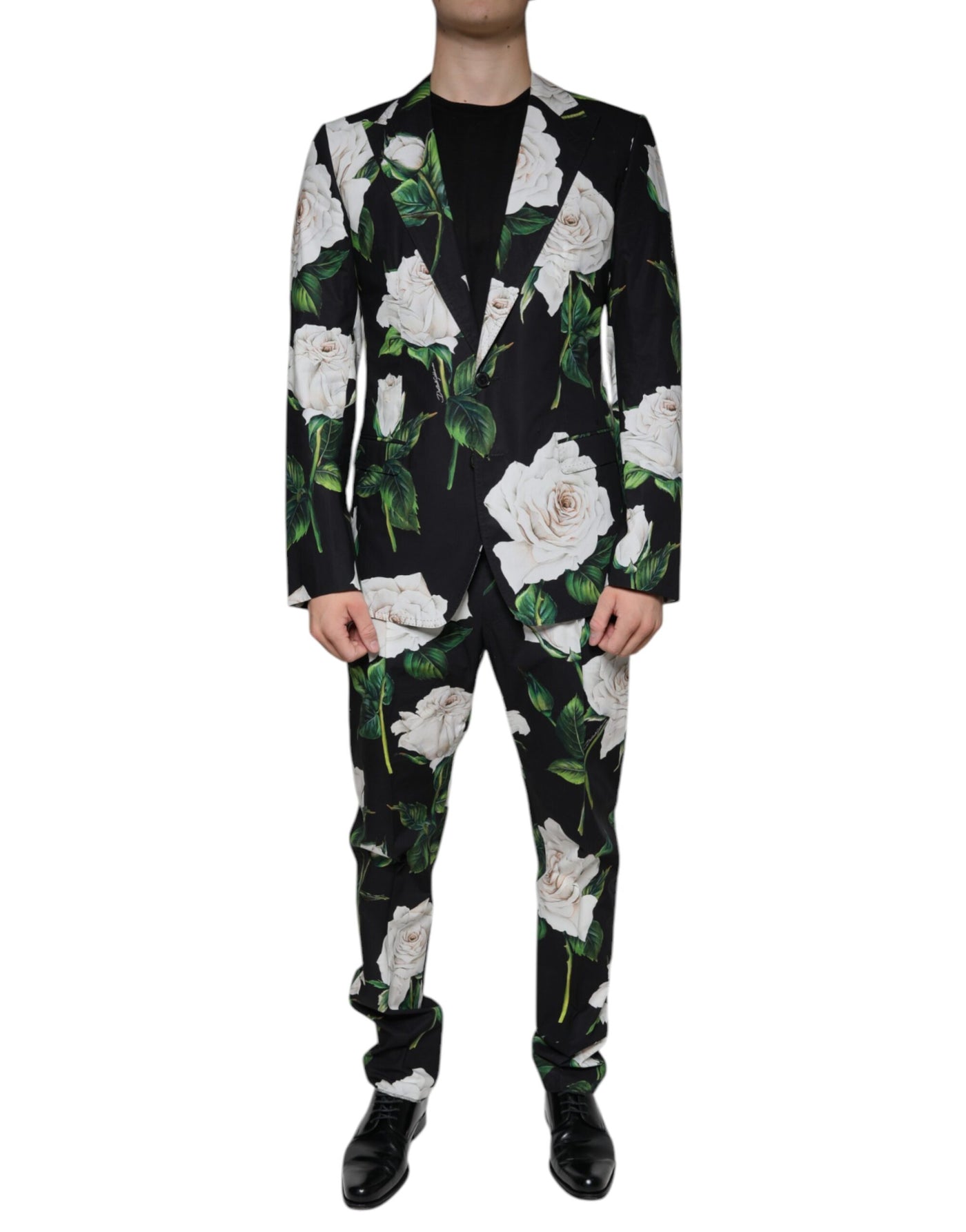 Costume 2 pièces habillé en coton noir et rose Dolce &amp; Gabbana pour homme