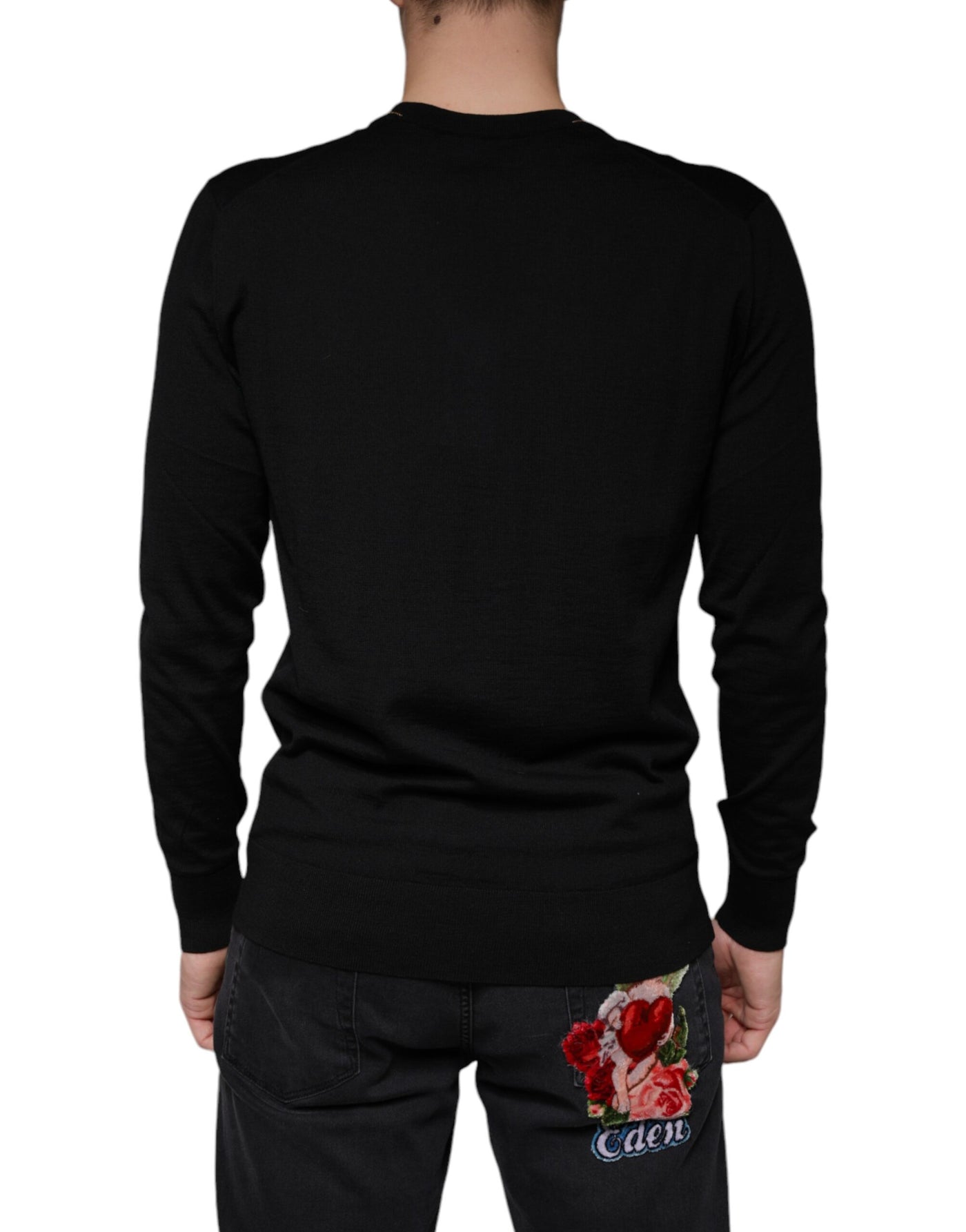 Dolce &amp; Gabbana Zwarte Versierde V-hals Pullover Trui