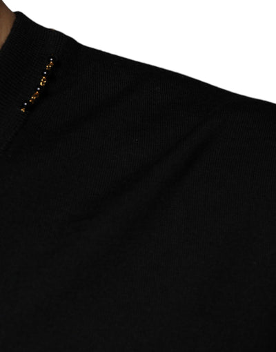 Dolce &amp; Gabbana Zwarte Versierde V-hals Pullover Trui