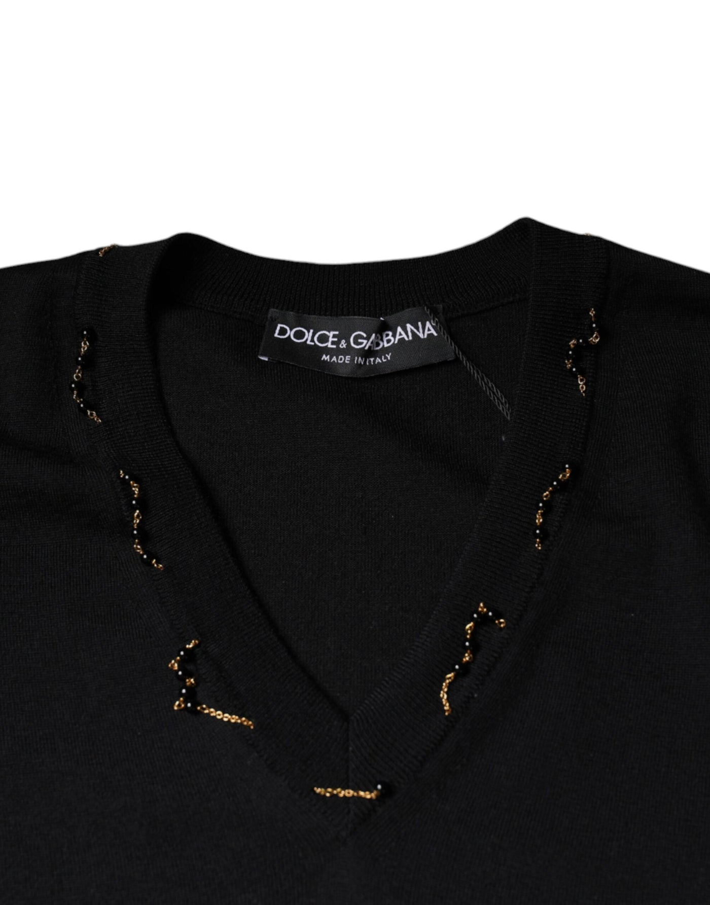 Dolce &amp; Gabbana Zwarte Versierde V-hals Pullover Trui