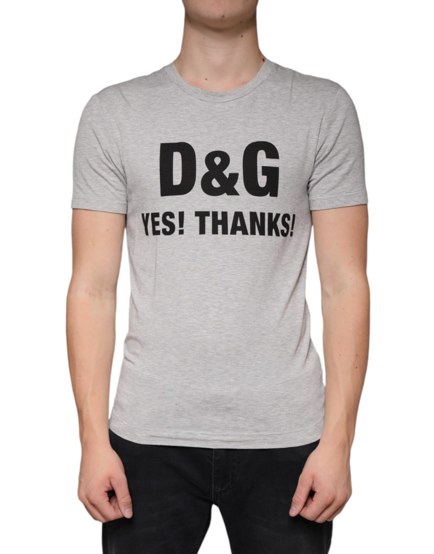 Dolce &amp; Gabbana grijs logo print ronde hals korte mouwen T-shirt