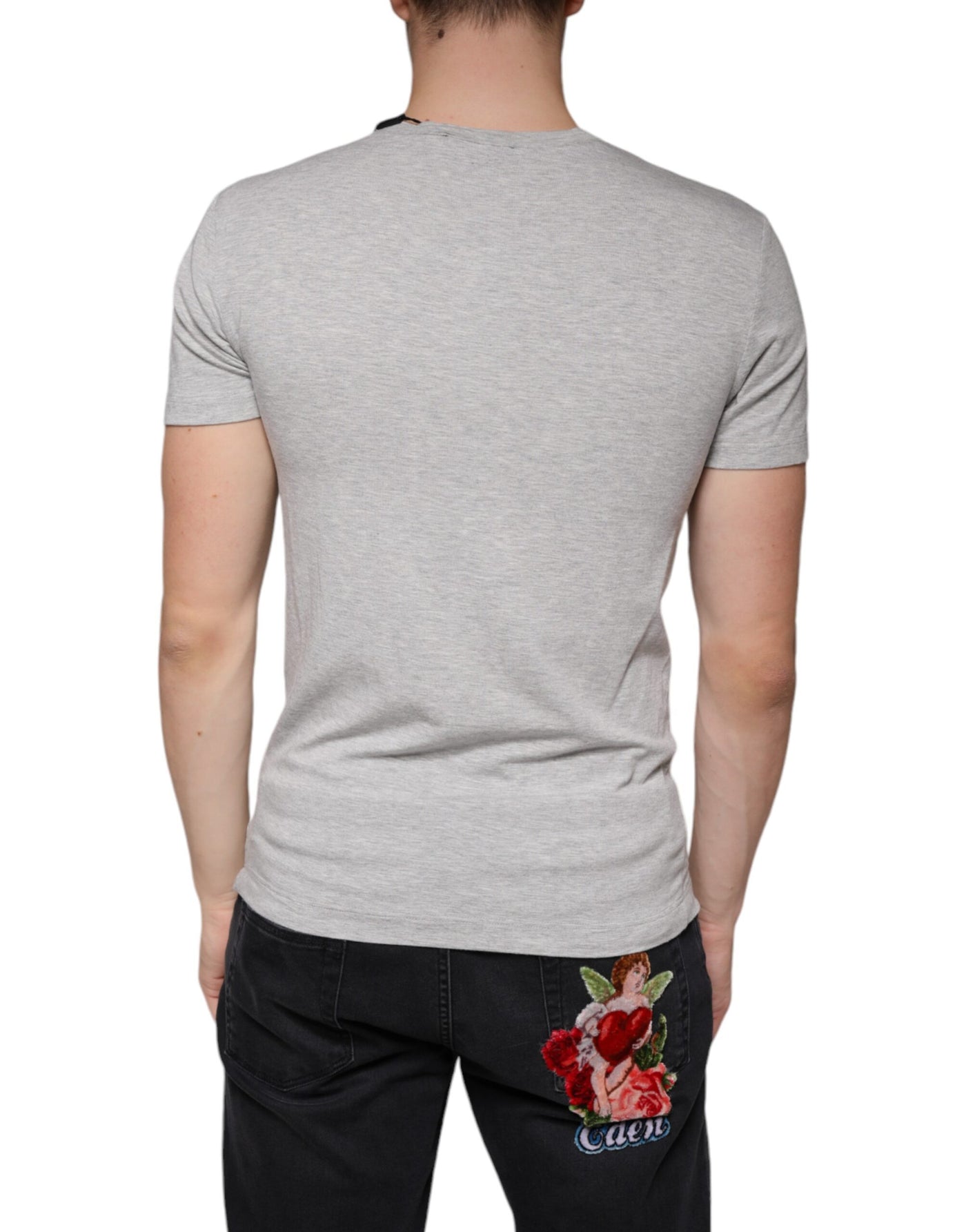 Dolce &amp; Gabbana grijs logo print ronde hals korte mouwen T-shirt