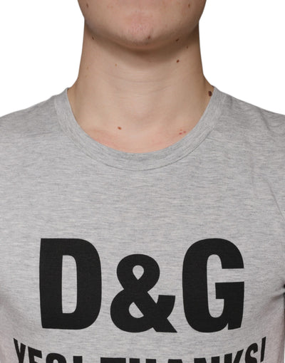 Dolce &amp; Gabbana grijs logo print ronde hals korte mouwen T-shirt