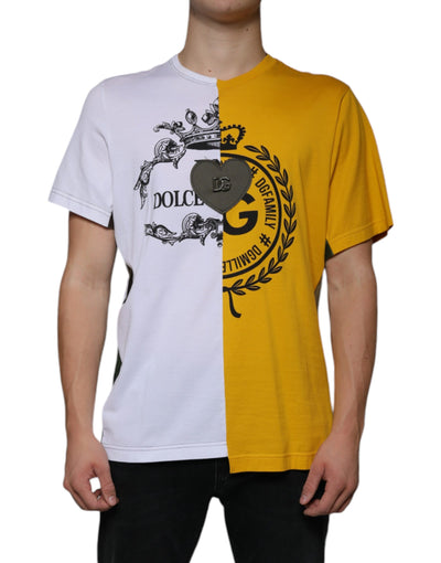 Dolce &amp; Gabbana Wit Geel Logo Print T-shirt met Korte Mouwen