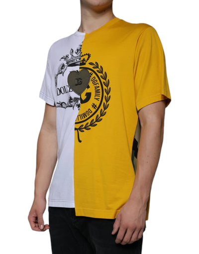 Dolce &amp; Gabbana Wit Geel Logo Print T-shirt met Korte Mouwen