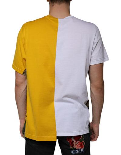 Dolce &amp; Gabbana Wit Geel Logo Print T-shirt met Korte Mouwen