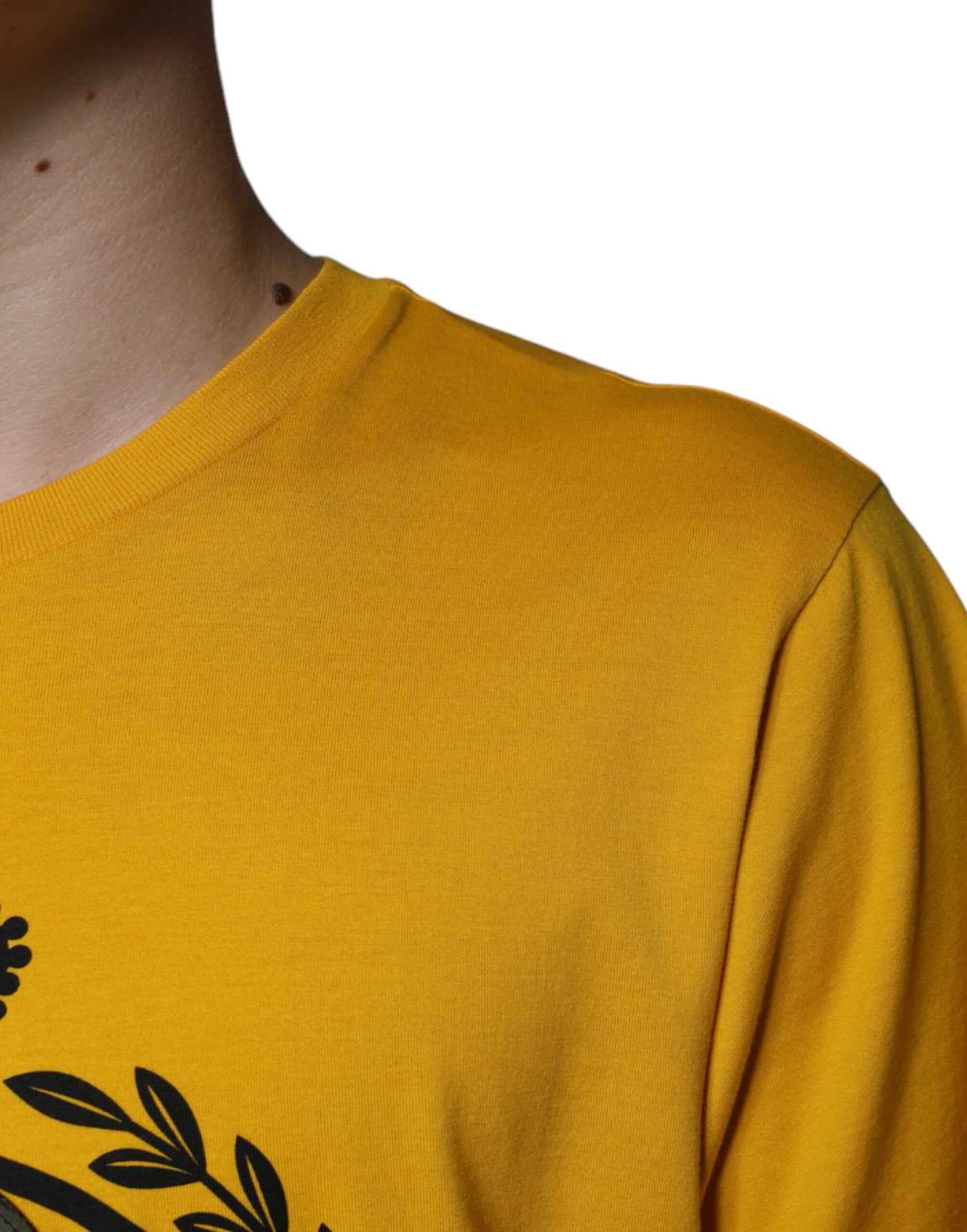 Dolce &amp; Gabbana Wit Geel Logo Print T-shirt met Korte Mouwen