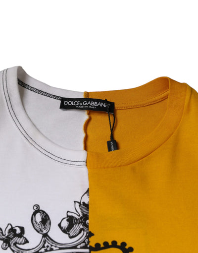 Dolce &amp; Gabbana Wit Geel Logo Print T-shirt met Korte Mouwen