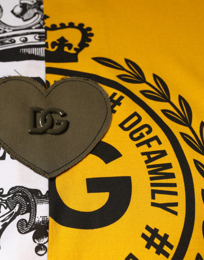 Dolce &amp; Gabbana Wit Geel Logo Print T-shirt met Korte Mouwen