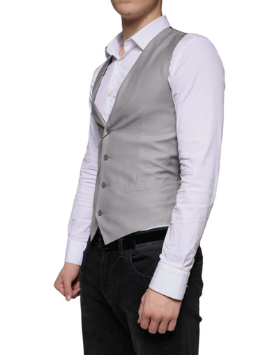 Gilet de soirée en laine gris clair Dolce &amp; Gabbana
