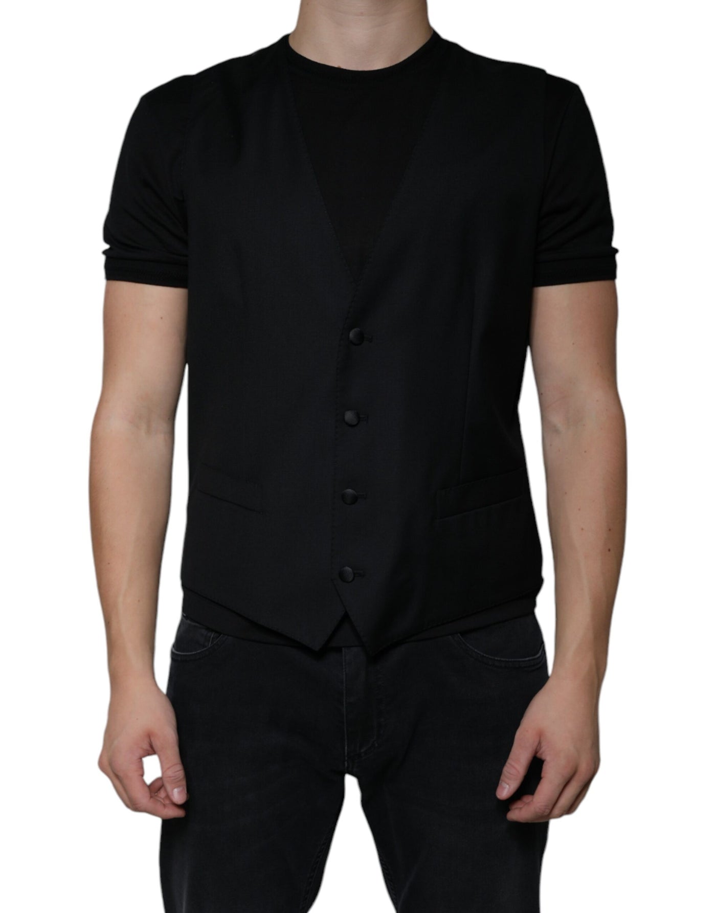 Robe gilet en laine noire Dolce &amp; Gabbana