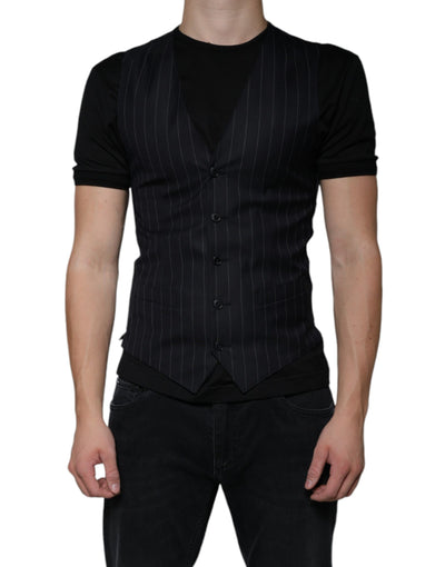 Dolce &amp; Gabbana Gilet en cuir noir Robe Gilet formel