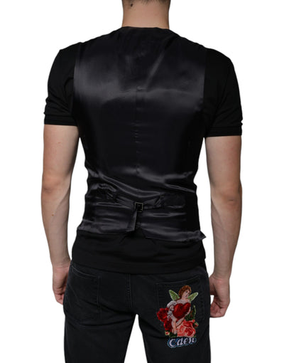 Dolce &amp; Gabbana Gilet en cuir noir Robe Gilet formel