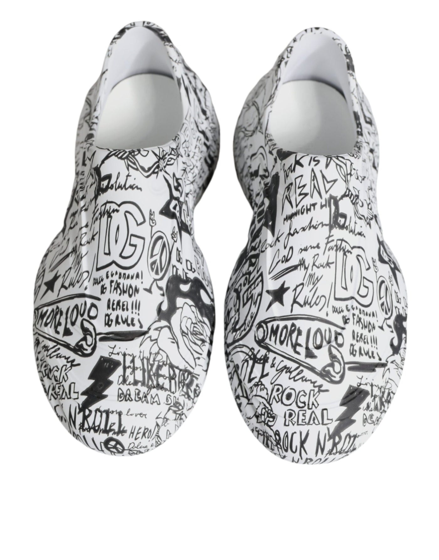 Dolce &amp; Gabbana Wit Zwart Graffiti Daymaster Sneakers Schoenen