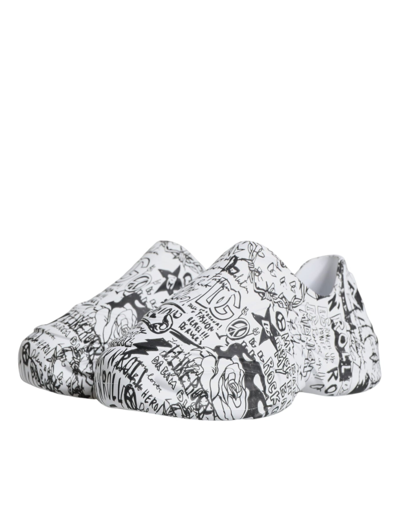 Dolce &amp; Gabbana Wit Zwart Graffiti Daymaster Sneakers Schoenen