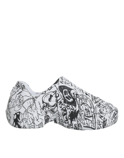 Dolce &amp; Gabbana Wit Zwart Graffiti Daymaster Sneakers Schoenen
