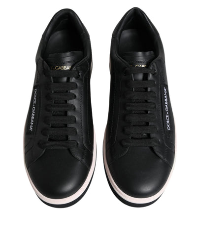 Dolce &amp; Gabbana Zwarte Leren Lage Heren Sneakers