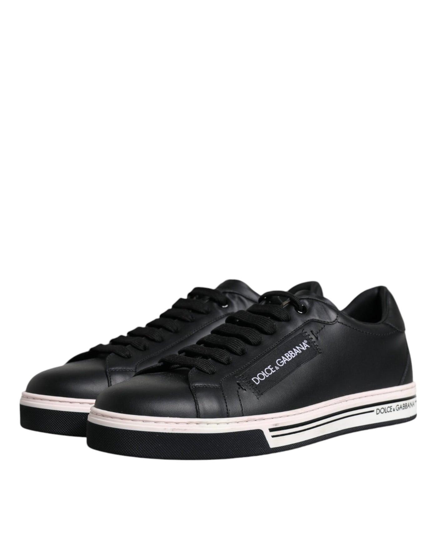 Dolce &amp; Gabbana Zwarte Leren Lage Heren Sneakers
