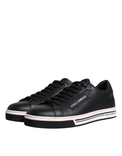 Dolce &amp; Gabbana Zwarte Leren Lage Heren Sneakers
