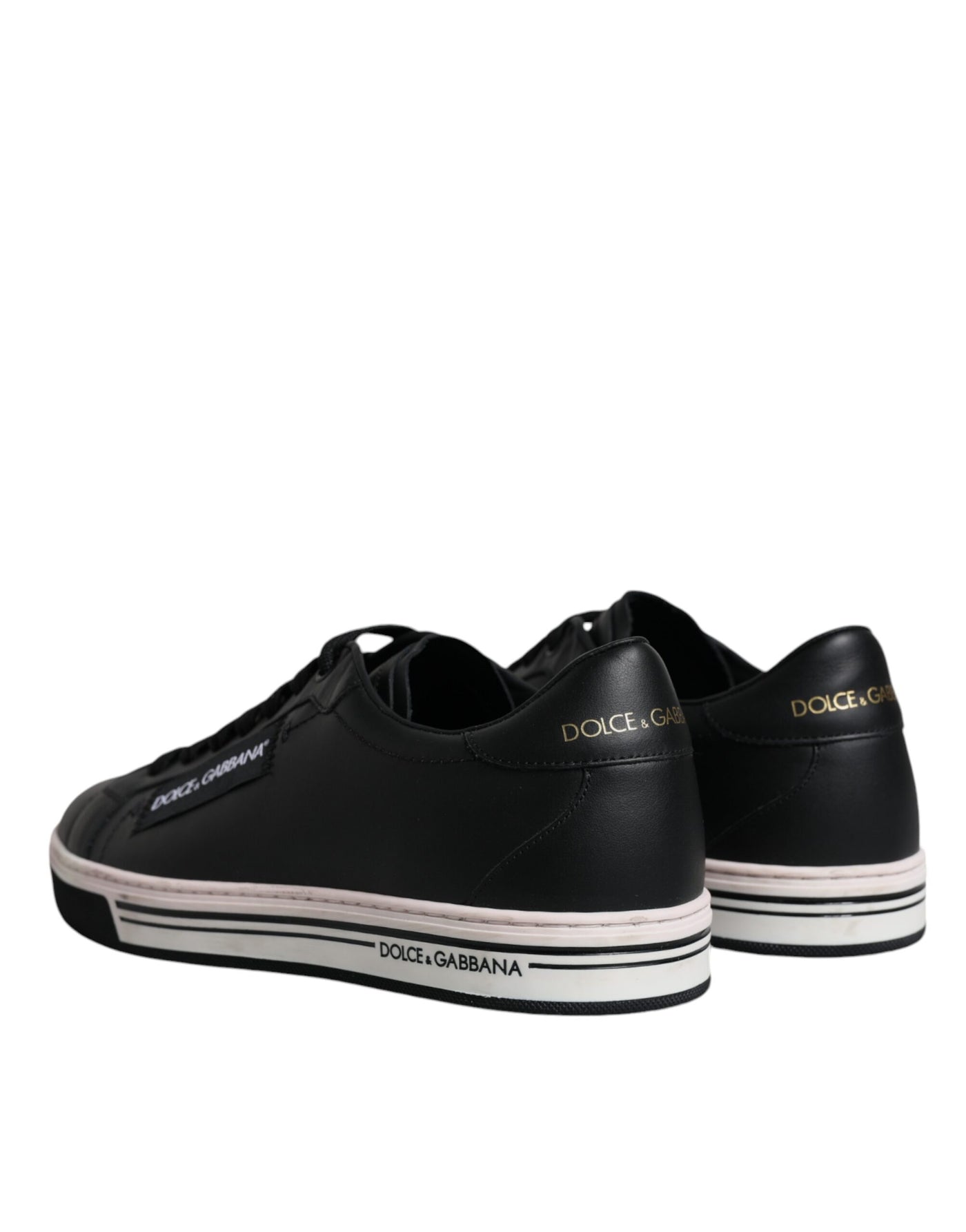 Dolce &amp; Gabbana Zwarte Leren Lage Heren Sneakers