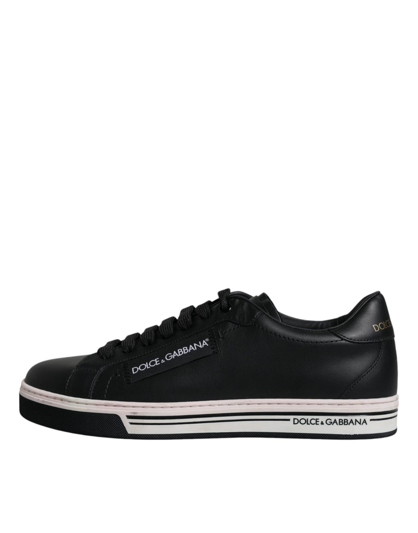 Dolce &amp; Gabbana Zwarte Leren Lage Heren Sneakers