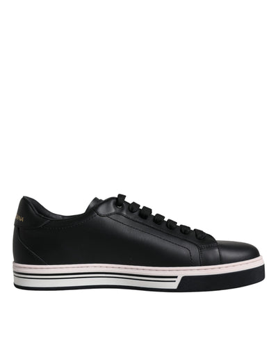 Dolce &amp; Gabbana Zwarte Leren Lage Heren Sneakers